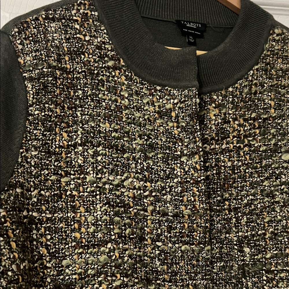 Talbots Tweed Jacket with Dark Green Sleeves - Picture 2 of 8